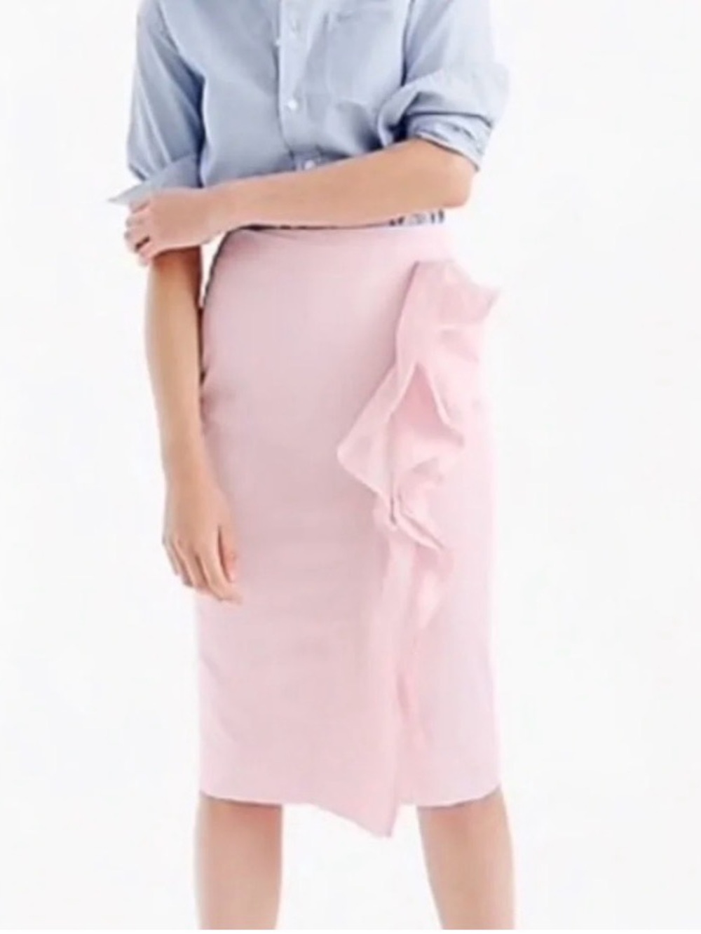 J. Crew NWT Striped Poplin Ruffle Skirt Pink $118 sz 2